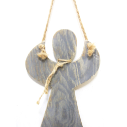 Zawieszka drewniana HAND MADE Anioł 28cm Szary